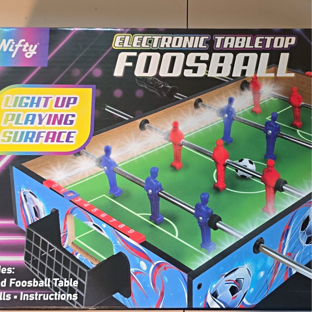 Nifty Electronic Tabletop Foosball Game Set Light-Up LED Playing Surface